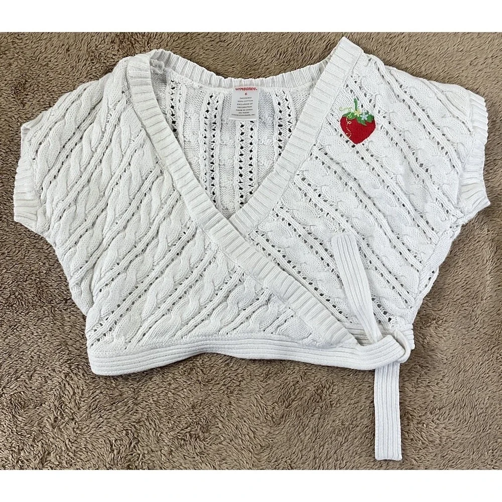 Gymboree White STRAWBERRY Size 6 Tie Wrap SWEATER 2007 Summer Vacation Line 262